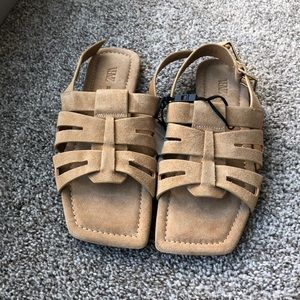 Zara Split Leather Slingback Flats